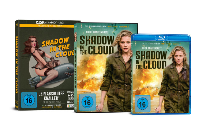 Der Kriegsfilm "Shadow in the Cloud" ist ab 30.04.2021 als DVD, Blu-ray, Limited Collectors Edition im UHD-Mediabook und ab 16.04.2021 digital erhältlich.